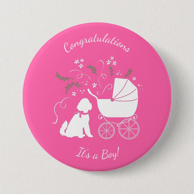 Goldendoodle Baby Shower Pink 7.5 Cm Round Badge (Front)