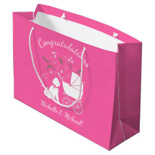 Goldendoodle Baby Shower Pink Large Gift Bag