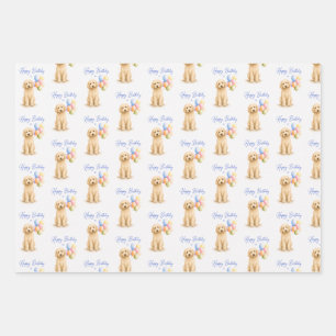 Goldendoodle Birthday Dog Wrapping Paper Sheet