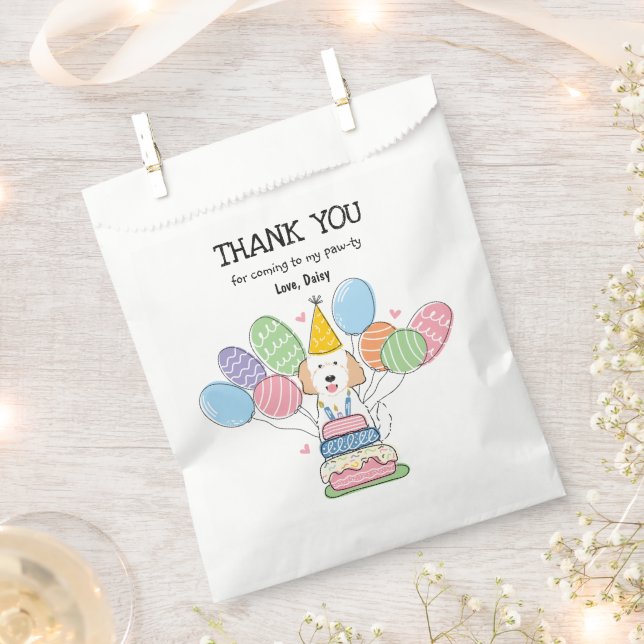 Goldendoodle Birthday Party Thank You Favour Bag (Clipped)