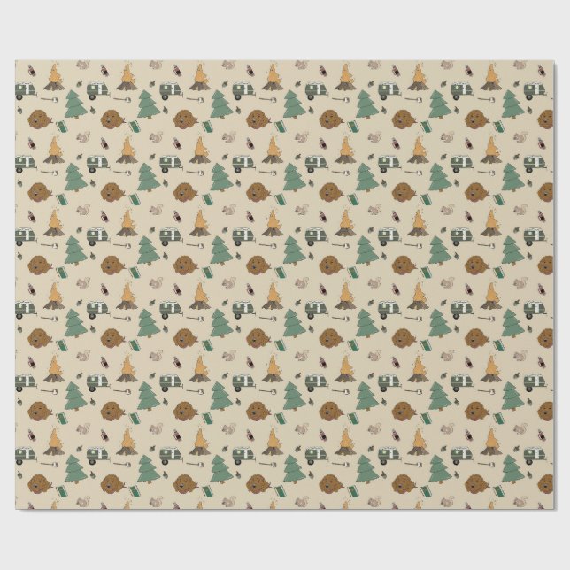 Goldendoodle Camping Adventure Wrapping Paper (Flat)