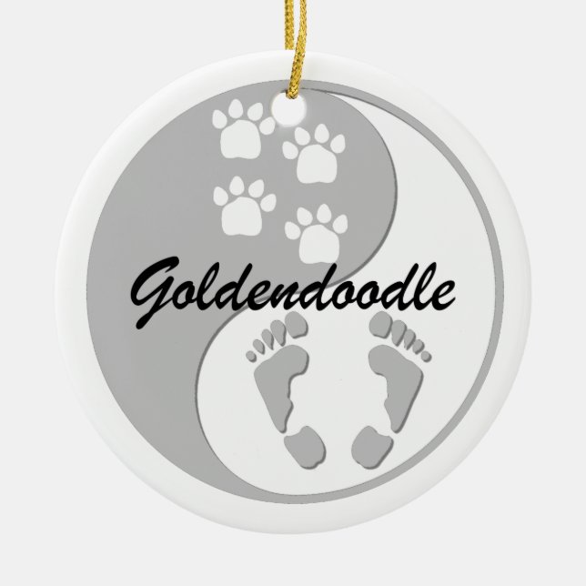 goldendoodle ceramic tree decoration (Front)
