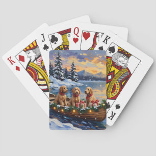 Goldendoodle Christmas Boat Holiday Playing Cards