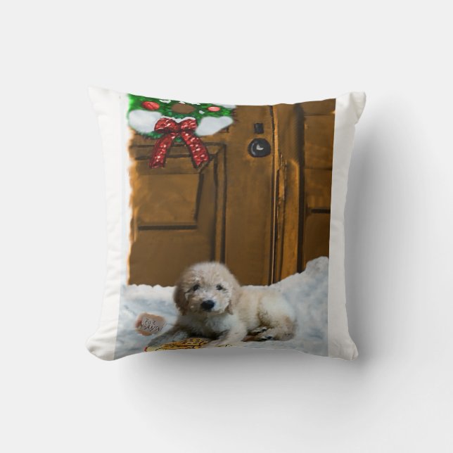 Goldendoodle Christmas Cushion (Front)