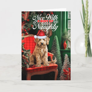 Goldendoodle Christmas Dog Naughty Nice Holiday Card