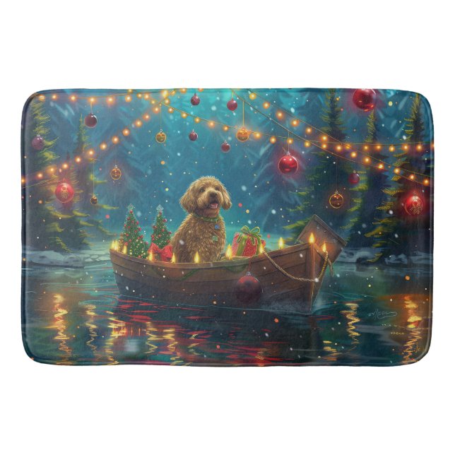 Goldendoodle Christmas Festive Voyage Bath Mat (Front)