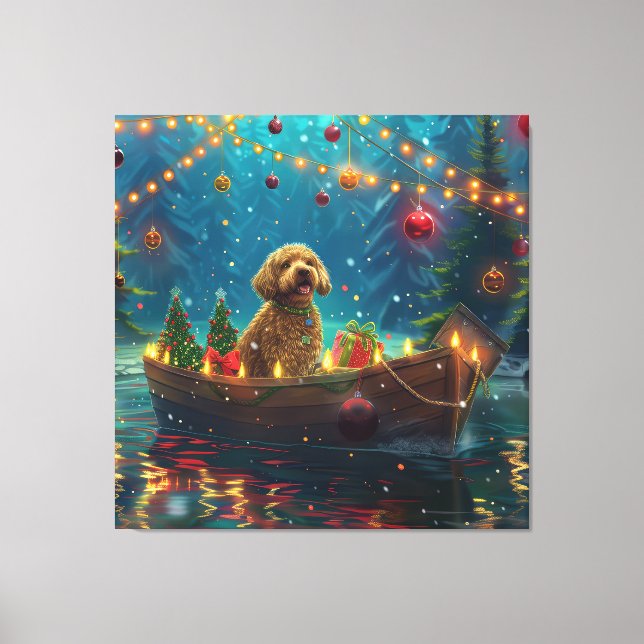 Goldendoodle Christmas Festive Voyage Canvas Print (Front)