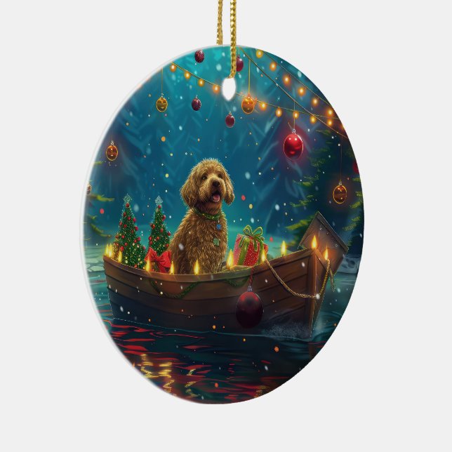 Goldendoodle Christmas Festive Voyage Ceramic Tree Decoration (Right)