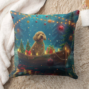 Goldendoodle Christmas Festive Voyage Cushion