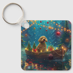 Goldendoodle Christmas Festive Voyage Key Ring