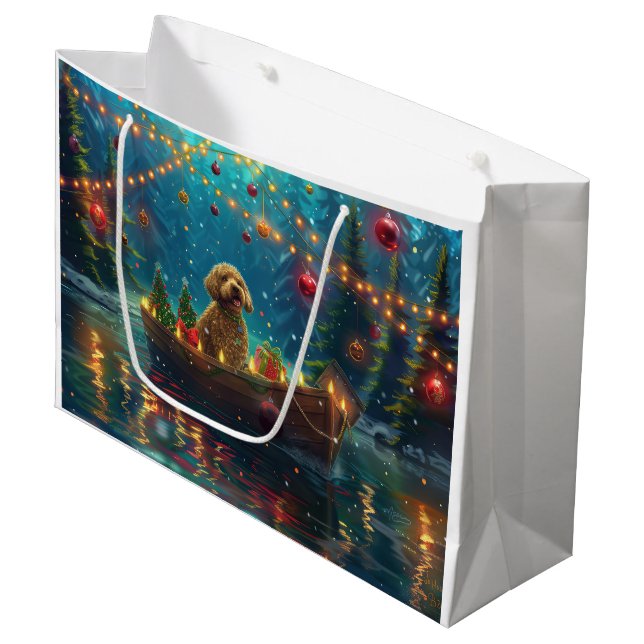 Goldendoodle Christmas Festive Voyage Large Gift Bag (Front Angled)
