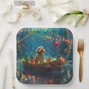 Goldendoodle Christmas Festive Voyage Paper Plate