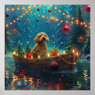 Goldendoodle Christmas Festive Voyage Poster