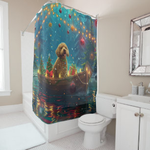 Goldendoodle Christmas Festive Voyage Shower Curtain