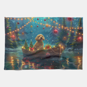 Goldendoodle Christmas Festive Voyage Tea Towel
