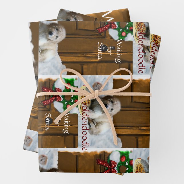 Goldendoodle Christmas Gifts Wrapping Paper Sheet (In situ)