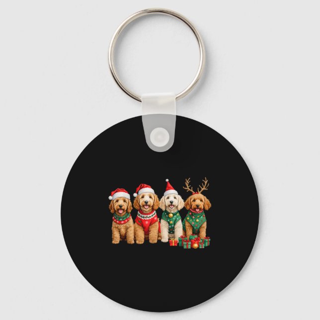 Goldendoodle Christmas Golden Doodle Pajamas For W Key Ring (Front)