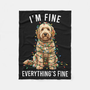 Goldendoodle Christmas I'm Fine Everything Is Fine Fleece Blanket