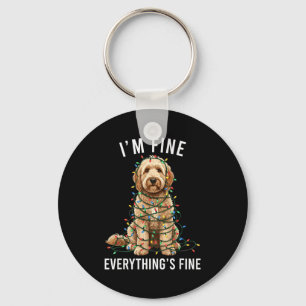 Goldendoodle Christmas I'm Fine Everything Is Fine Key Ring