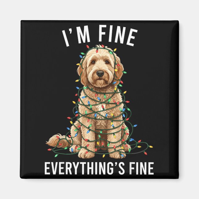 Goldendoodle Christmas I'm Fine Everything Is Fine Magnet (Front)