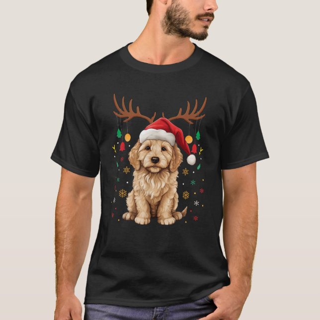 Goldendoodle Christmas Ornaments Funny Reindeer Do T-Shirt (Front)