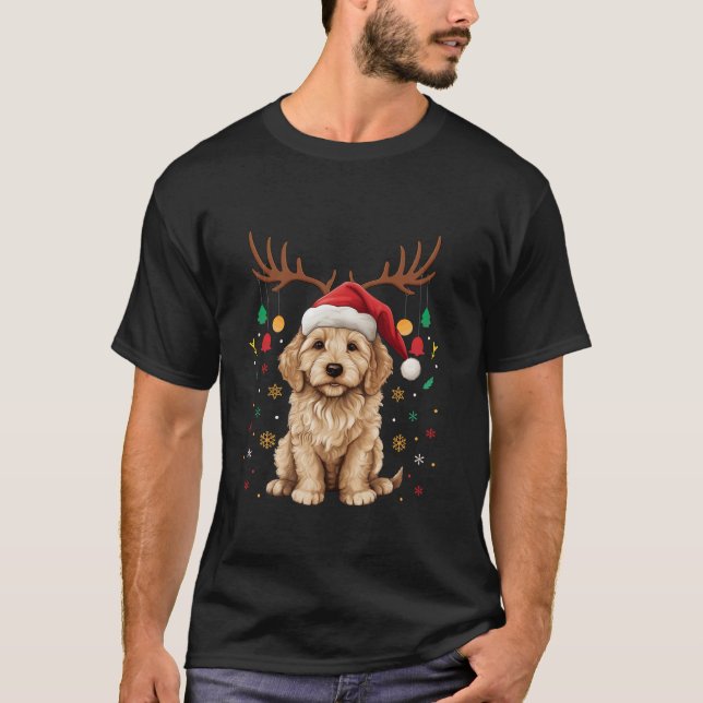 Goldendoodle Christmas Ornaments Funny Reindeer Do T-Shirt (Front)
