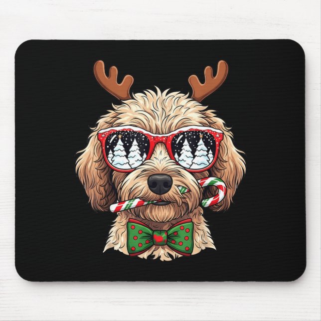 Goldendoodle Christmas Reindeer Holiday Dog Lover  Mouse Mat (Front)