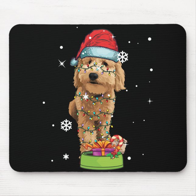 Goldendoodle Christmas Santa Funny Dog Lover Gift Mouse Mat (Front)