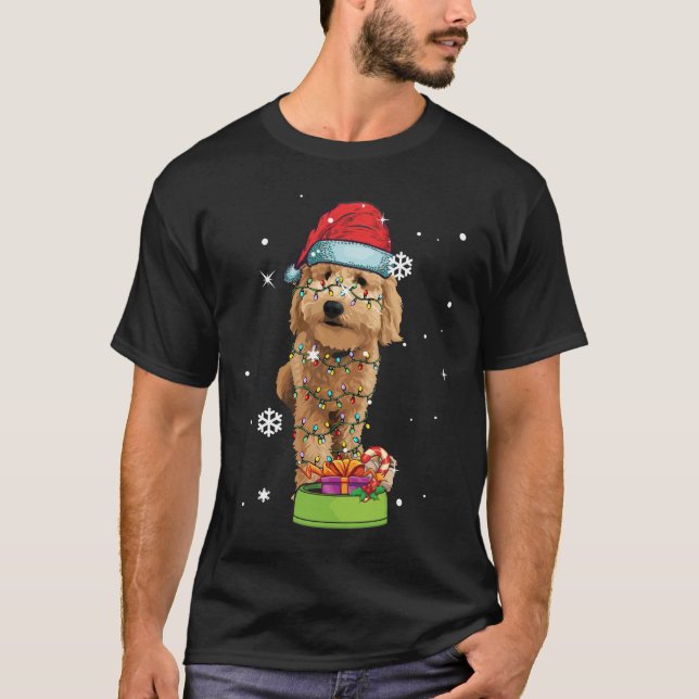Goldendoodle Christmas Santa Funny Dog Lover Gift T-Shirt (Front)
