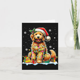 Goldendoodle Christmas Santa Hat Fairy Lights Paja Card
