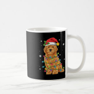Goldendoodle Christmas Santa Hat Fairy Lights Paja Coffee Mug