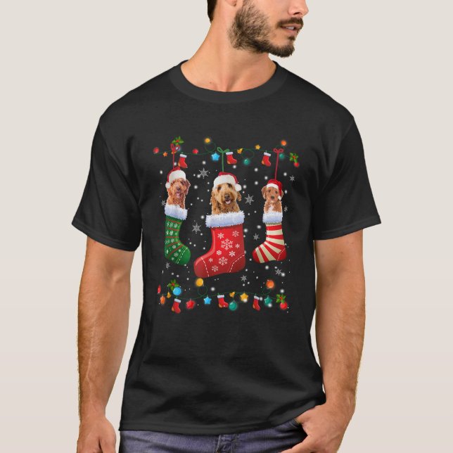 Goldendoodle Christmas Socks Funny Xmas Pajama Dog T-Shirt (Front)