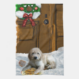 Goldendoodle Christmas Tea Towel