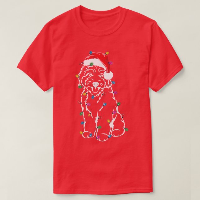 Goldendoodle Christmas Tree Lights Funny Dog Lover T-Shirt (Design Front)
