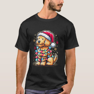 Goldendoodle Christmas Tree Xmas Lights Santa Gold T-Shirt