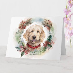 Goldendoodle Christmas Wreath Festive Pup Card