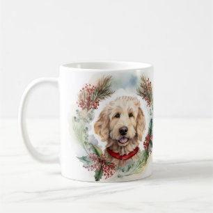Goldendoodle Christmas Wreath Festive Pup Coffee Mug