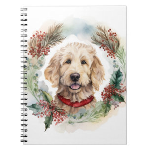 Goldendoodle Christmas Wreath Festive Pup Notebook