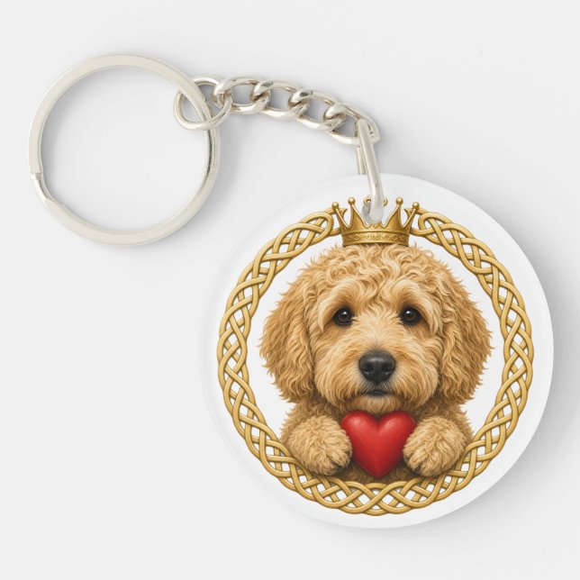 Goldendoodle Claddagh Key Ring (Front)