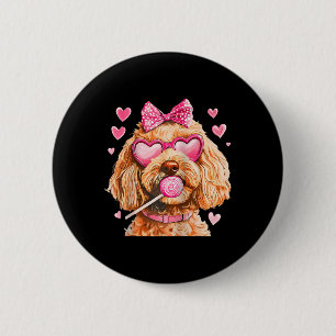 Goldendoodle Coquette Bow Valentine Day Raglan Bys 6 Cm Round Badge