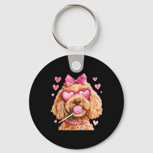 Goldendoodle Coquette Bow Valentine Day Raglan Bys Key Ring