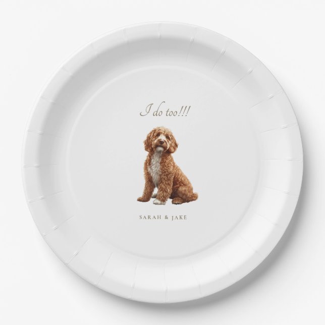 Goldendoodle Custom Pet Wedding Paper Plate (Front)