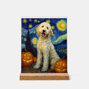 Goldendoodle Cute Dog Halloween Jack O Lantern Pum Acrylic Sign