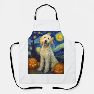 Goldendoodle Cute Dog Halloween Jack O Lantern Pum Apron