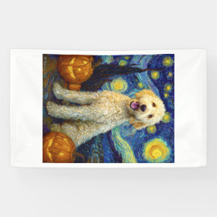 Goldendoodle Cute Dog Halloween Jack O Lantern Pum Banner