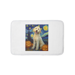 Goldendoodle Cute Dog Halloween Jack O Lantern Pum Bath Mat