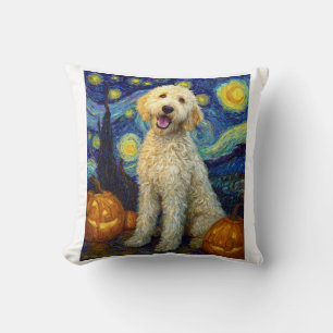 Goldendoodle Cute Dog Halloween Jack O Lantern Pum Cushion