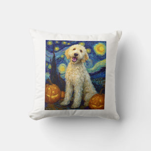 Goldendoodle Cute Dog Halloween Jack O Lantern Pum Cushion