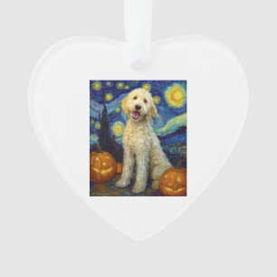 Goldendoodle Cute Dog Halloween Jack O Lantern Pum Ornament