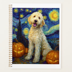 Goldendoodle Cute Dog Halloween Jack O Lantern Pum Planner
